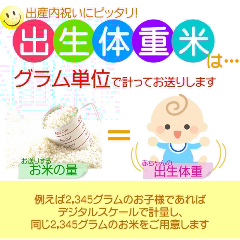 【激安通販 オンラインショップ】日用品 新潟産コシヒカリで出生体重米 3500gから3999g 写真入り 白米・胚芽米
