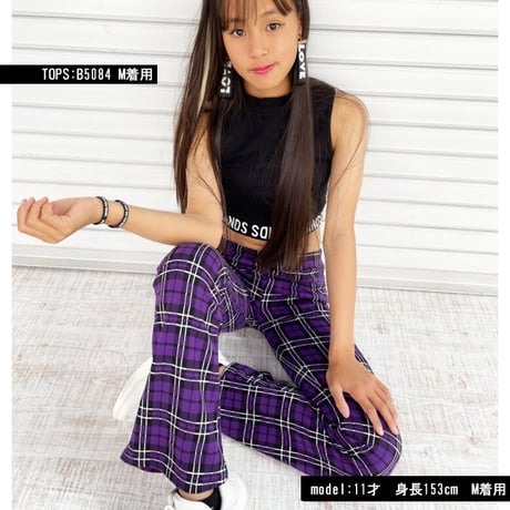 b5119　チェックフレアスウェットパンツ