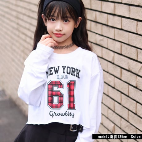 b5267　チェックロゴロングスリーブT