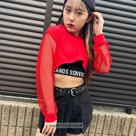 r1015　袖メッシュショート丈PK