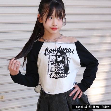 b5274　ガールptオフショルラグラントップス