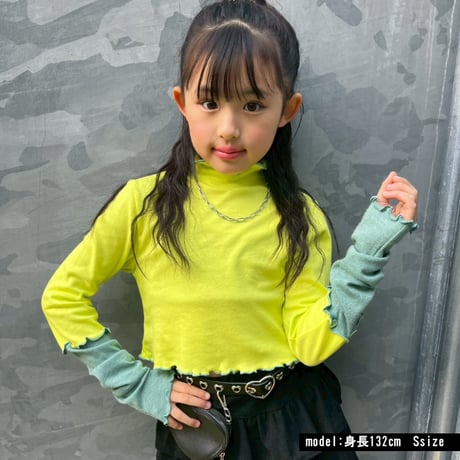 b5272　袖配色ハイネックメロウロンT