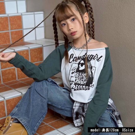 b5274　ガールptオフショルラグラントップス