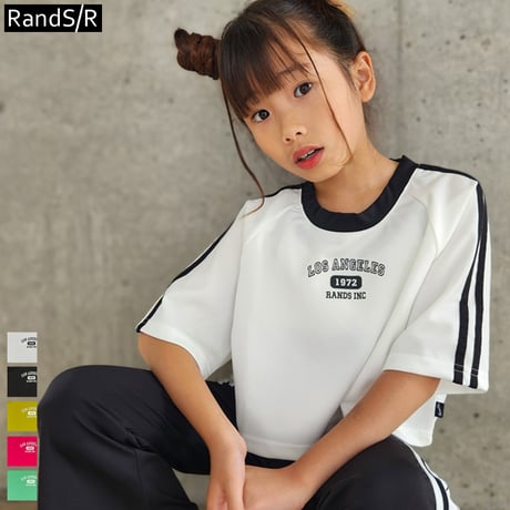 r1017　ジャージ素材袖ラインT