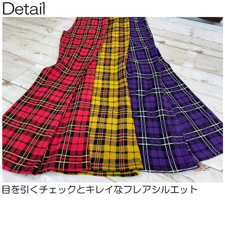 b5119　チェックフレアスウェットパンツ