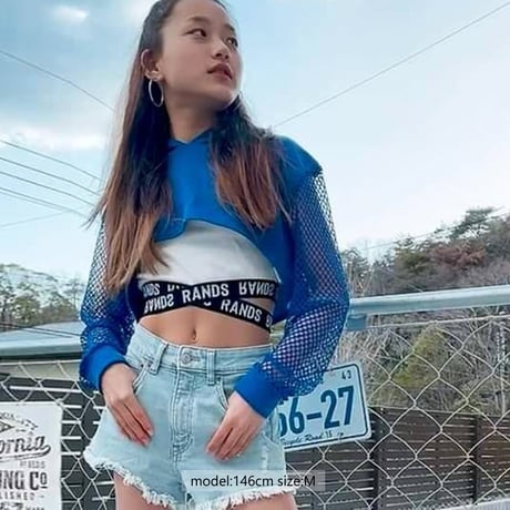 r1015　袖メッシュショート丈PK