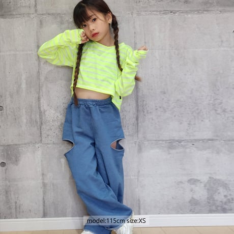 r1009　ボーダー指穴ロンT