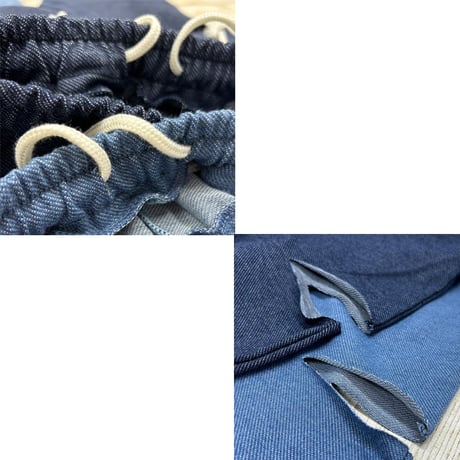 r1008　サイドダメージデニム風ワイドパンツ