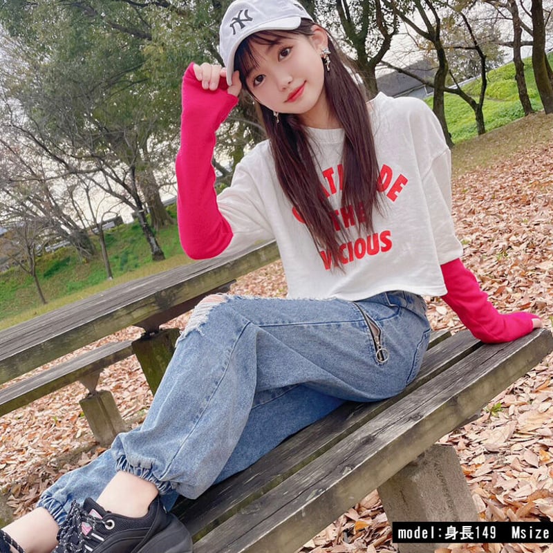 POPPY  クロプッドアームウォーマートップス b5182 アームウォーマー風配色トップス | saleroom