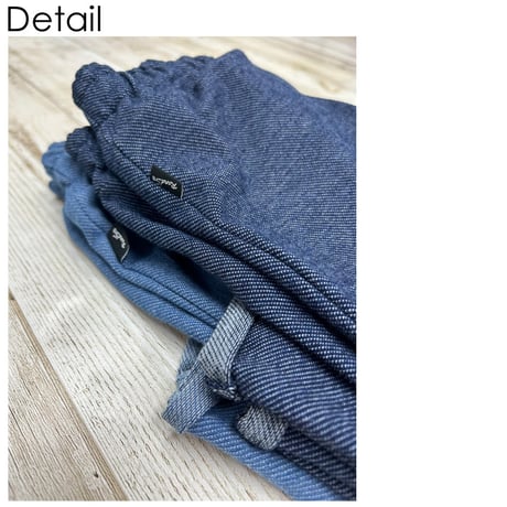 r1008　サイドダメージデニム風ワイドパンツ