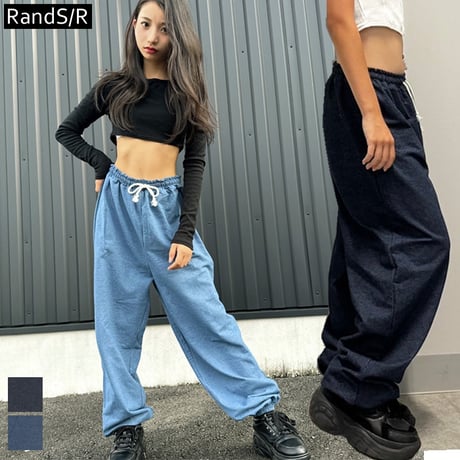 r1026　デニム風ルーズシルエットパンツ