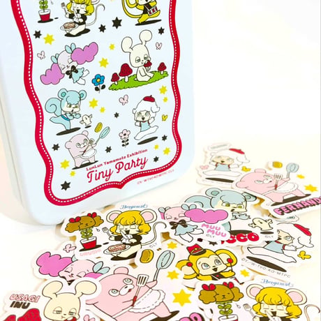Lunlun YAMAMOTO  Art Exhibition 「Tiny Party」 Original Illustrated Flake Stickers in Tin
