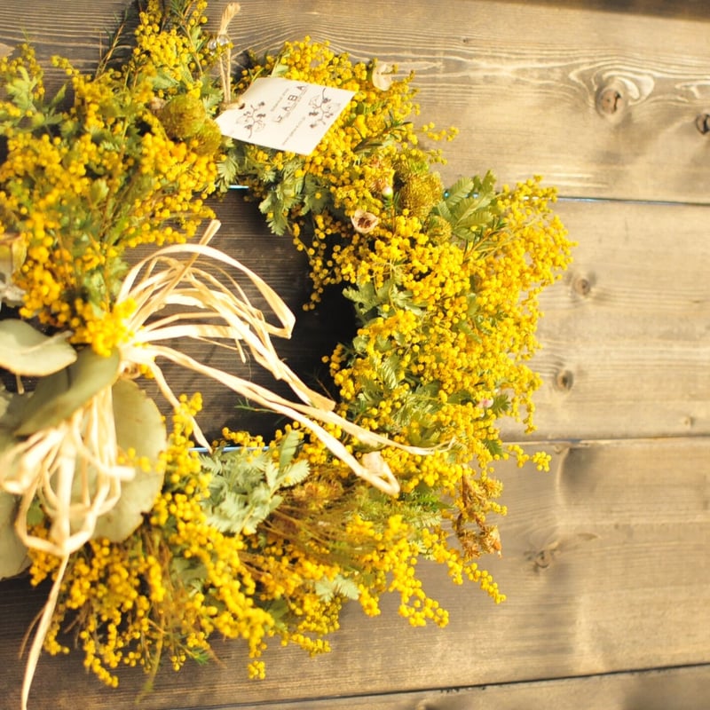 鮮やかyellowミモザのスワッグ① 鮮やかyellowミモザのスワッグ①