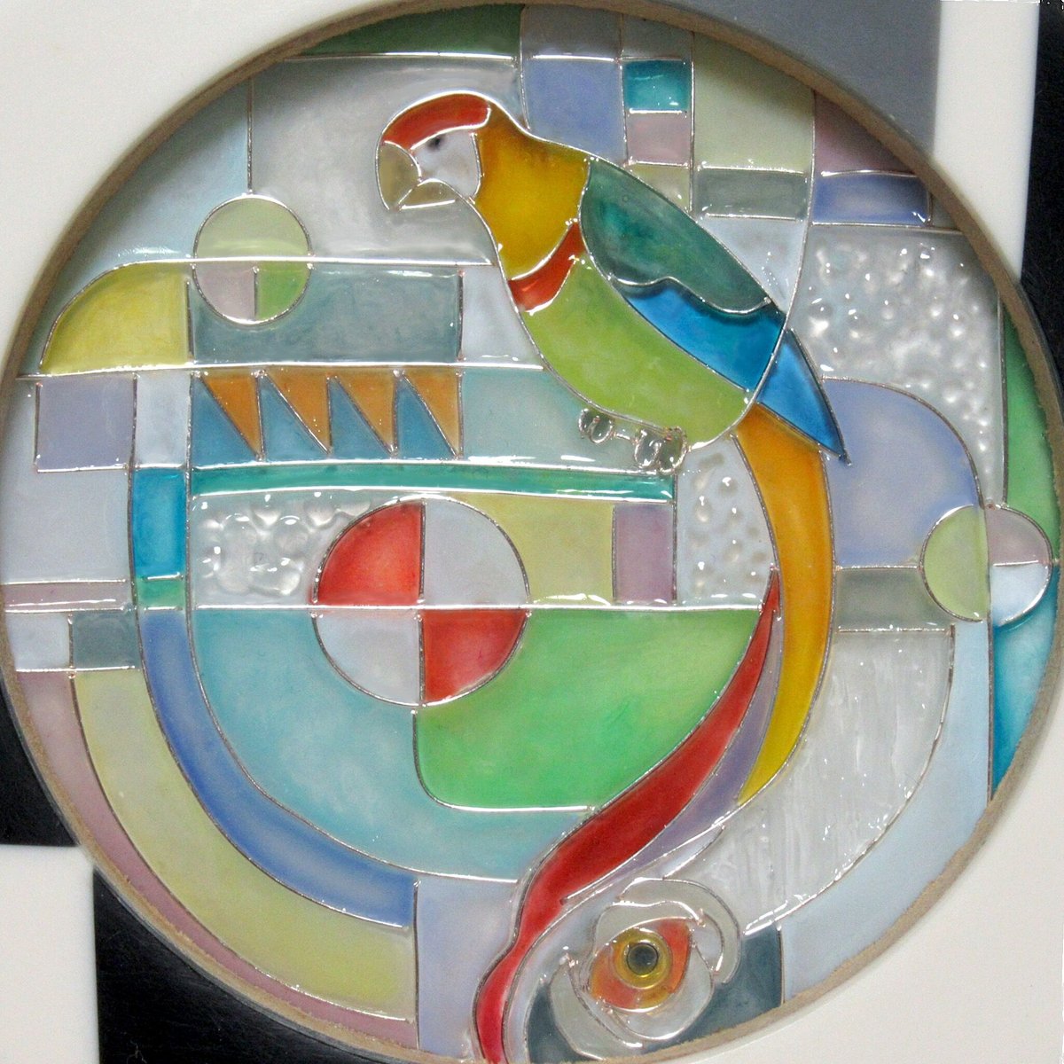 トーマスキンケード ヴィンテージ ステンドグラス 嵐の清算 家と灯台 丸型 第4回 現代作家ステンドグラス展示＆販売会」はじまりました