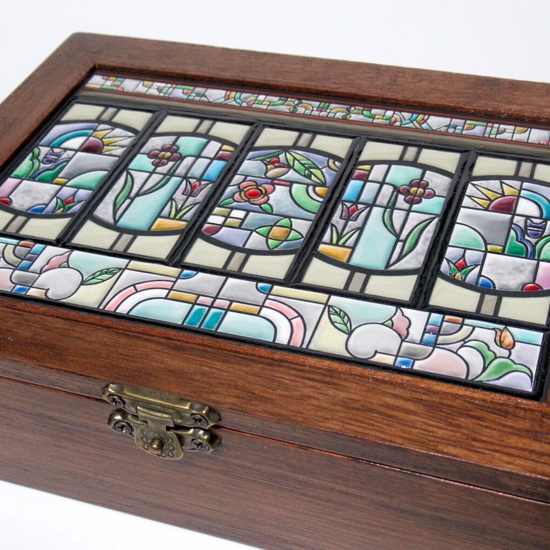 ステンドグラスの連窓タイル箱 | こだんみほのタイル絵