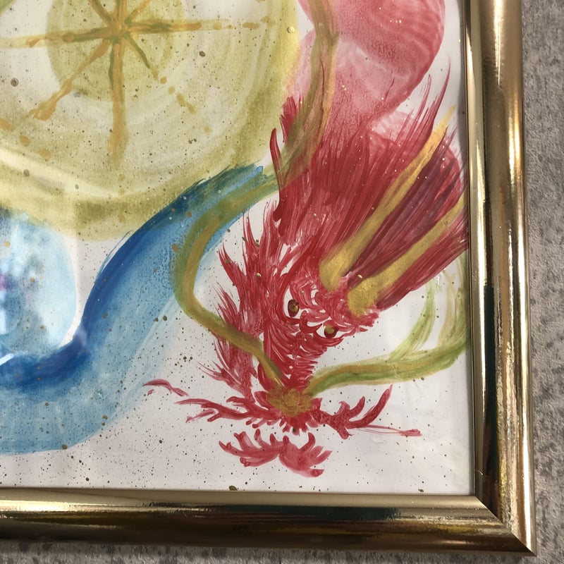 赤聖龍　　龍神アート、A4サイズ 赤聖龍 龍神アート、A4サイズ 龍の絵「赤い月と龍」A4 |