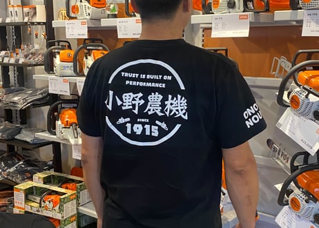小野農機Tシャツ黒（サークルロゴ）