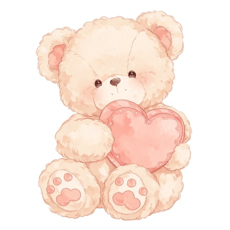 バレンタイン テディーベア イラスト【背景透過PNG】