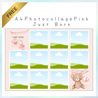 A4photocollage-Pink(Just Born)-Canvaテンプレート