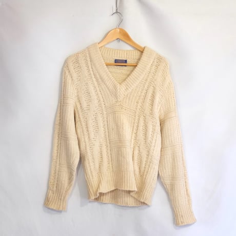 70~80s Pendleton ウールVネックセーター MADE IN USA