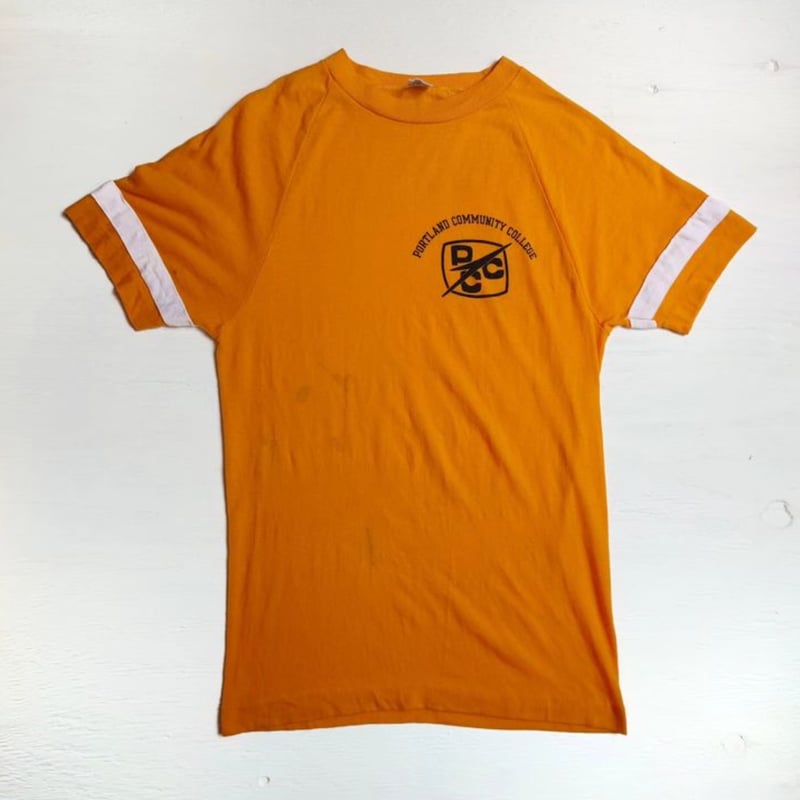 Champion 70s バータグ コットンポリプリントTシャツ MADE IN Champion 70s バータグ コットンポリプリントTシャツ MADE IN