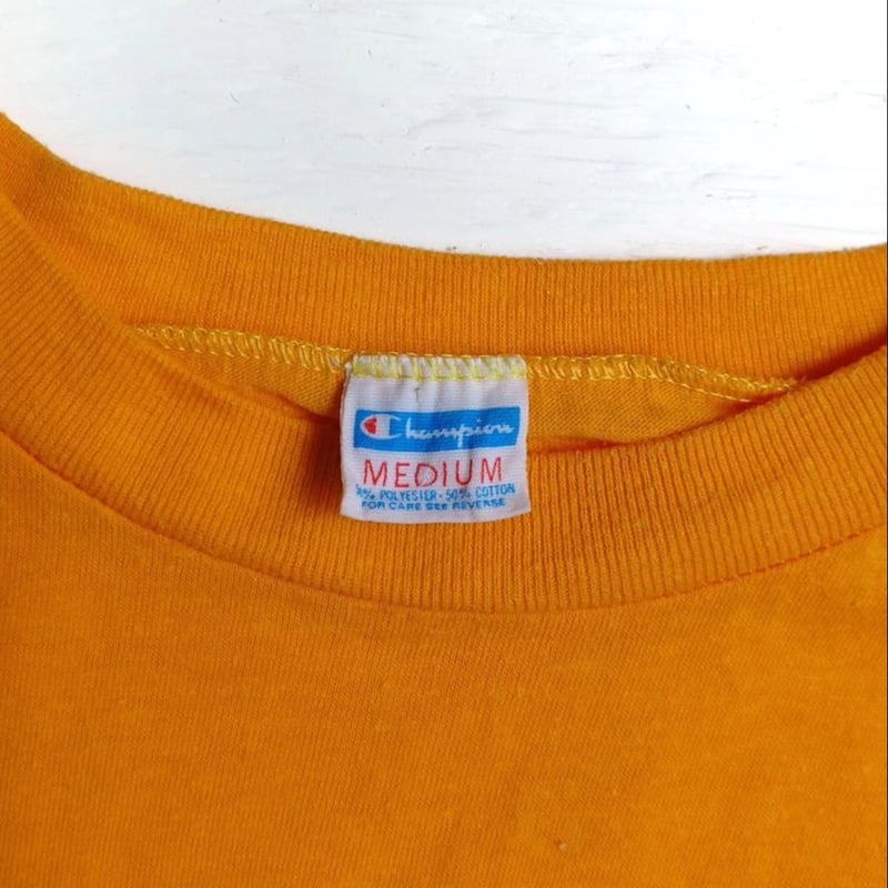 Champion 70s バータグ コットンポリプリントTシャツ MADE IN Champion 70s バータグ コットンポリプリントTシャツ MADE IN