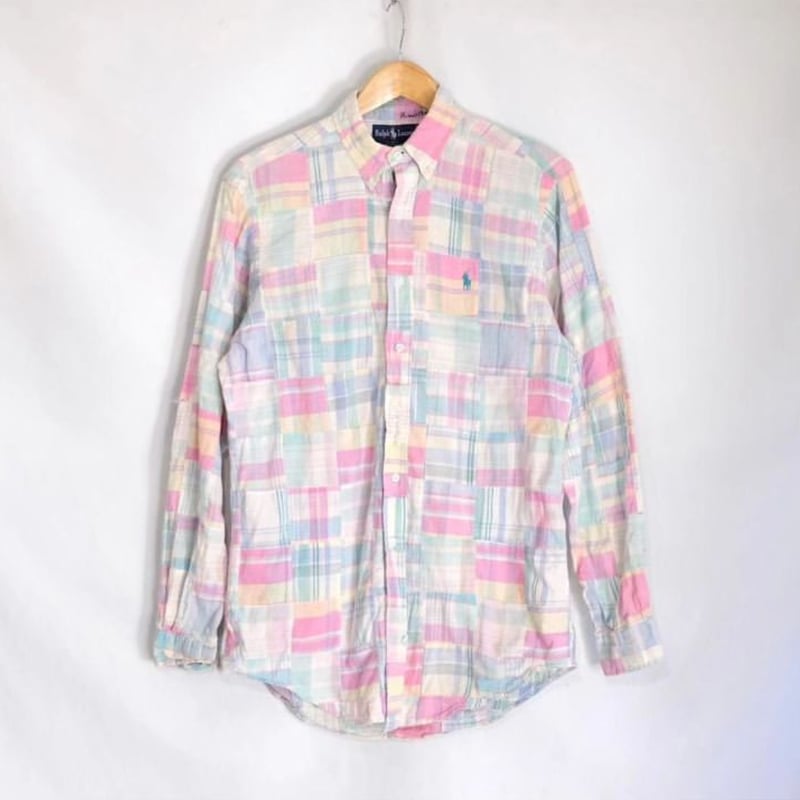 ✅90s Ralph Lauren パッチワーク ポロシャツ XL チーフキーフ ✓90s Ralph Lauren パッチワーク ポロシャツ XL チーフキーフ