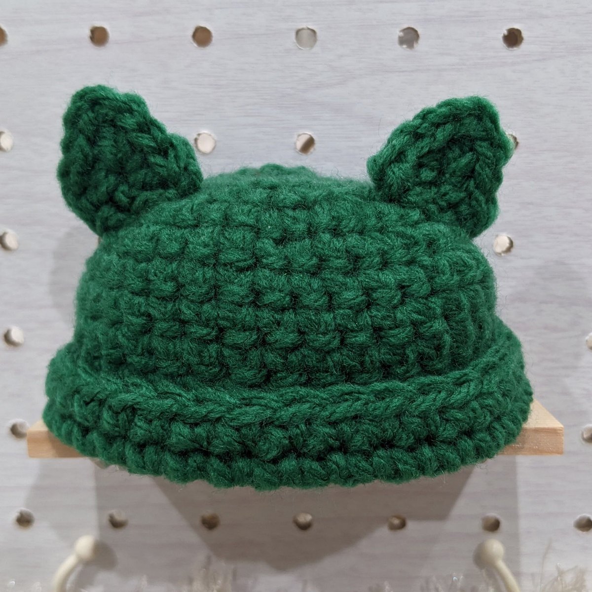 ちびぬい】ニット帽（ねこ耳・深緑） | ぬいふく工房