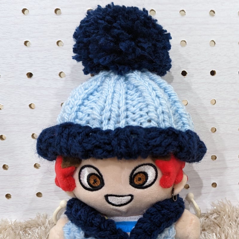 ちびぬい】ニット帽（ポンポン大・空色） | ぬいふく工房