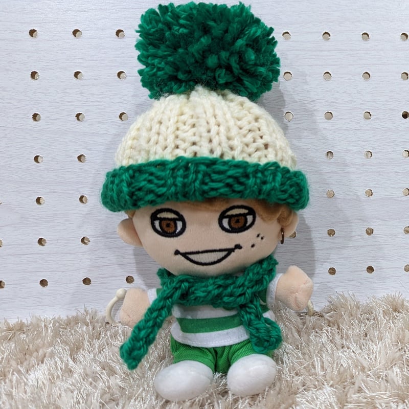 ちびぬい】ニット帽（ポンポン大・明るい緑） | ぬいふく工房
