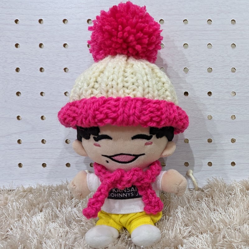 ちびぬい】ニット帽（ポンポン大・ビビッドピンク） | ぬいふく工房 