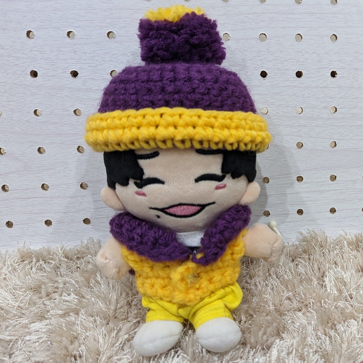 【オーダーページ】ちびぬい　はぴぬい　ニット帽　麦わら帽子 ちびぬい】ニット帽（ポンポン大・空色） | ぬいふく工房