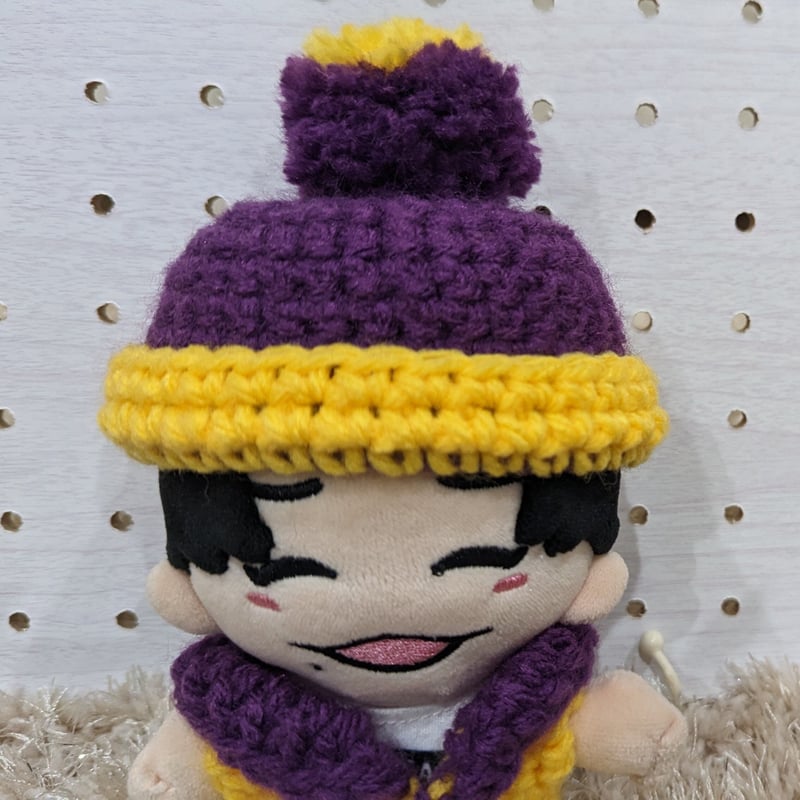 ちびぬい】ニット帽（紫・黄色） | ぬいふく工房