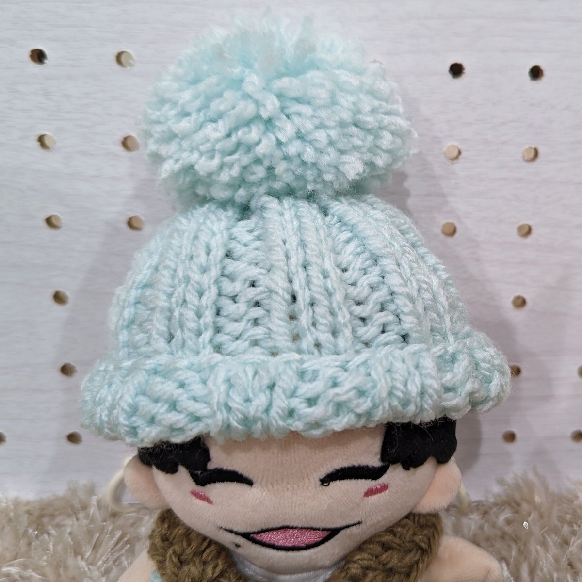 ちびぬい】ニット帽（ポンポン大・薄い青緑色） | ぬいふく工房