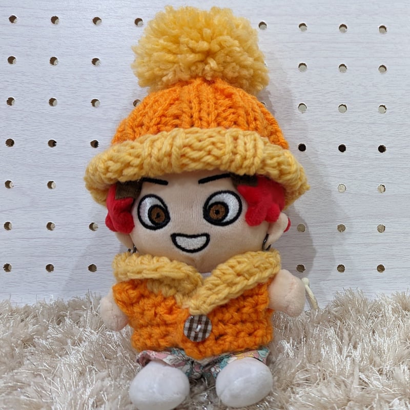ちびぬい】ニット帽（ポンポン大・オレンジ） | ぬいふく工房