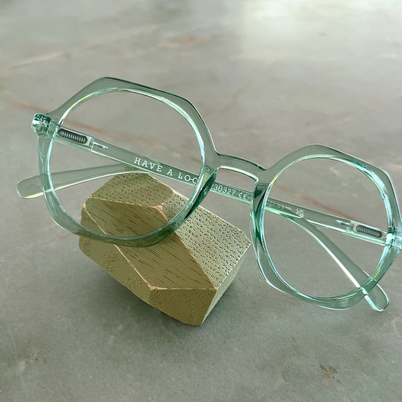 お洒落　中古　色打掛　グリーン＆ブルー系　個性的な逸品です。 ブルーライトカット付きリーディンググラス / EDGY / clear