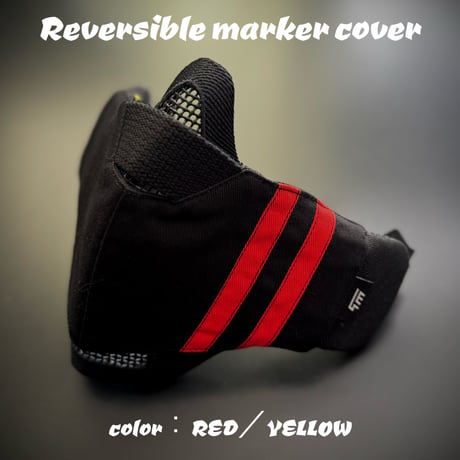 サバゲー用　メッシュフェイスガード対応リバーシブルマーカーカバー【type03】 RED／YELLOW