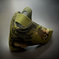 ［メッシュ生地モデル］サバゲー用　メッシュフェイスガード対応 ファッションカバー【type03】マルチカムトロピック／グリーン