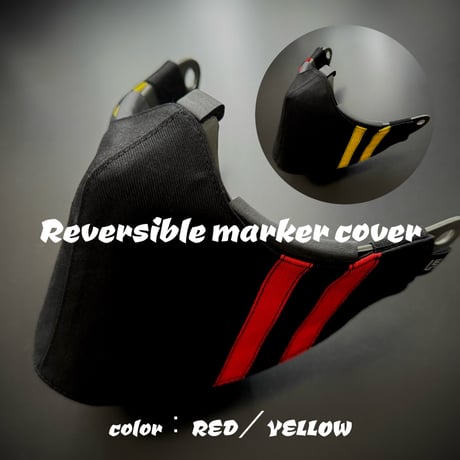 サバゲー用　サンセイマスク対応リバーシブルマーカーカバー【type05】 RED／YELLOW