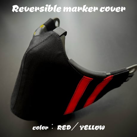 サバゲー用　サンセイマスク対応リバーシブルマーカーカバー【type05】 RED／YELLOW