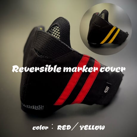 サバゲー用　メッシュフェイスガード対応リバーシブルマーカーカバー【type03】 RED／YELLOW