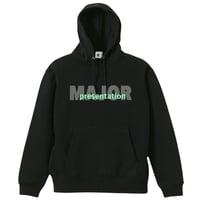 MPスウェットパーカー(ダブルロゴ)グレー×グリーン -BLACK-