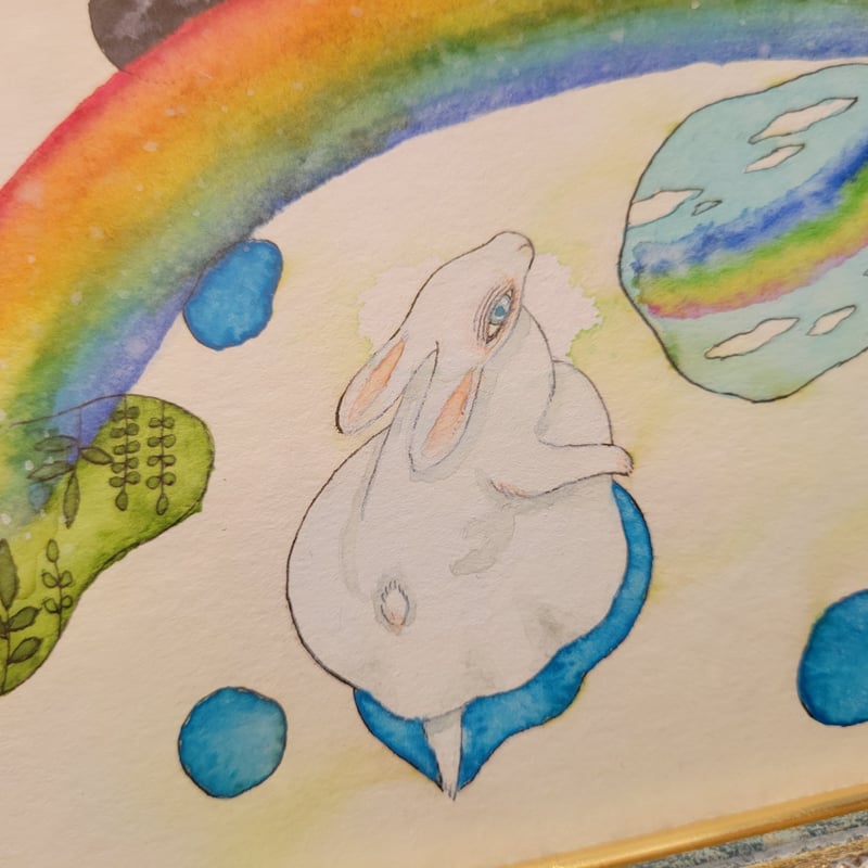 水彩画「虹の空色」 | 茅野カヤ Kaya Kayano's STORE