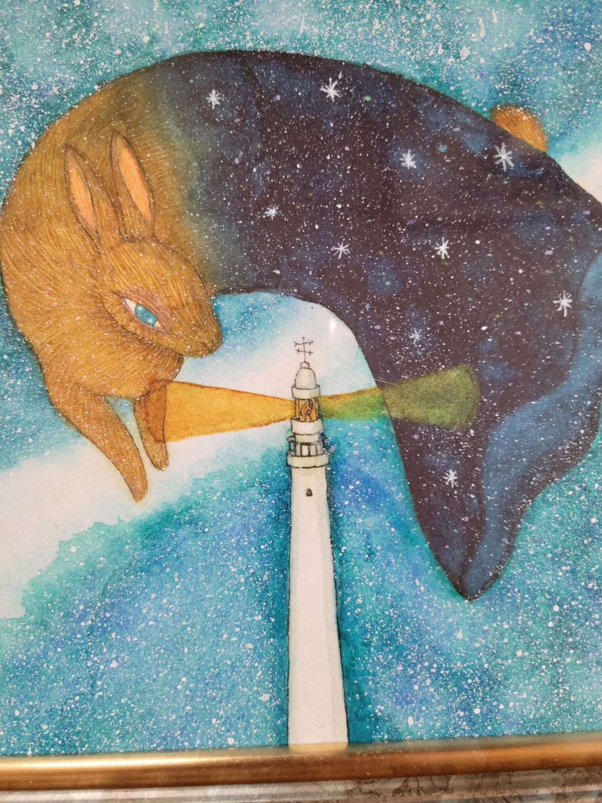 水彩画「幾光年の灯り」 | 茅野カヤ Kaya Kayano's STORE