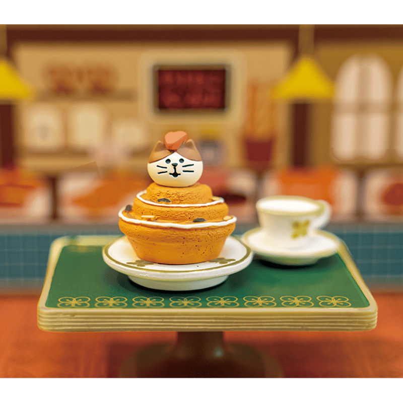 山猫ベーカリー　コンコンブル　棚のある壁　レトロな床　カレー猫　置物 デコレ 棚のある壁セット やまねこベーカリー ZCB-92319