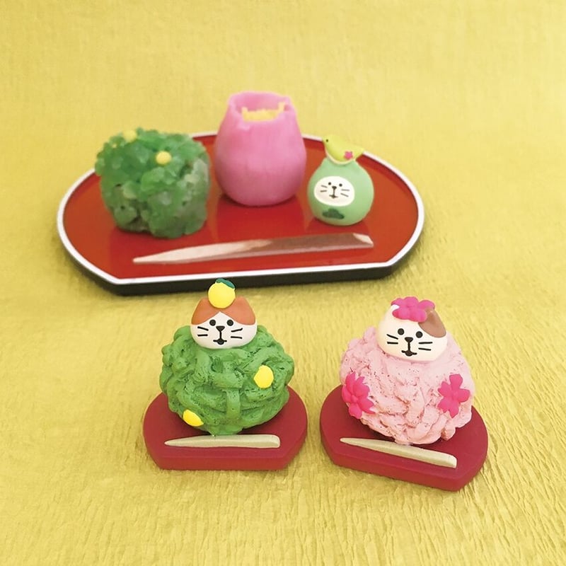 デコレ コンコンブル お雛様 甘酒うさぎペア:花形台座:練りきり和菓子 デコレ コンコンブル お雛様 甘酒うさぎペア:花形台座:練りきり