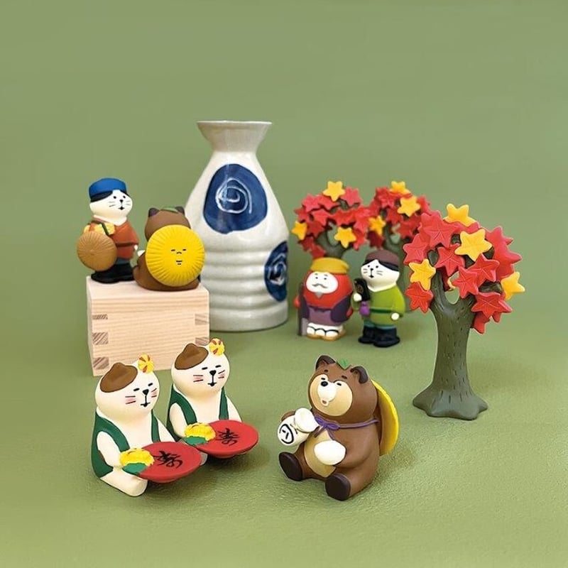 コンコンブル ★ お月見 5点 セット 猫 たぬき 菊 デコレ 楽天市場】コンコンブル お月見 2023 新作 菊に盃猫 DECOLE concombre