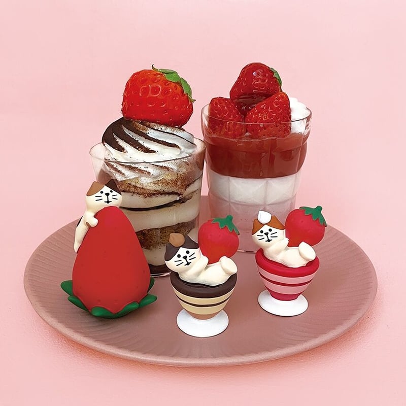 ♥︎感謝SALE♥︎いちごぷりんねこちゃん　チャーム3点セット ハートフルにゃんこバッグチャーム / キーリング】 有料ラッピングあり