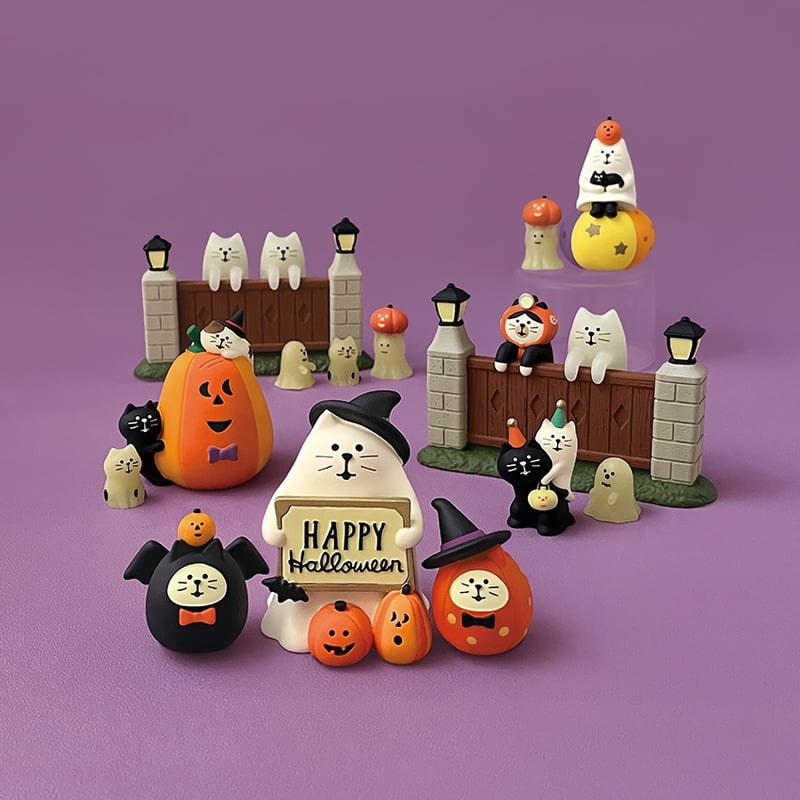 ハロウィン猫だるま(パーティーこうもり) 【おばけなにゃんこたち