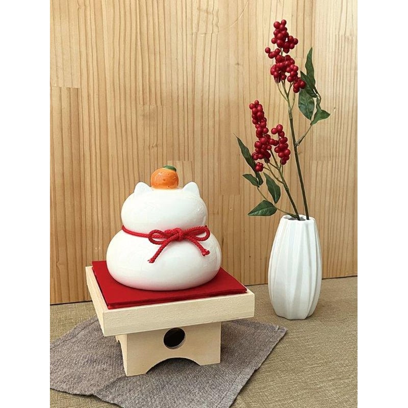 ねこ鏡餅　一体型　少し大きめ　径12cm ねこ鏡餅 一体型 少し大きめ 径12cm 予約商品】ねこの鏡餅
